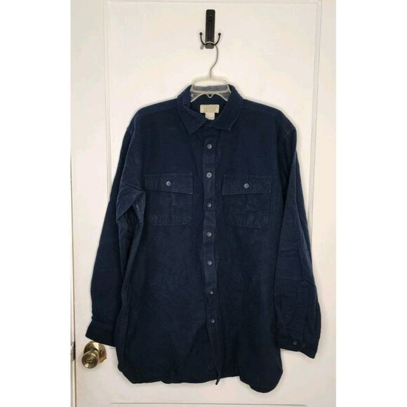 LL Bean Chamois Shirt Mens Large Tall Navy Button Up Long Sleeve Traditional Fit - Picture 1 of 3